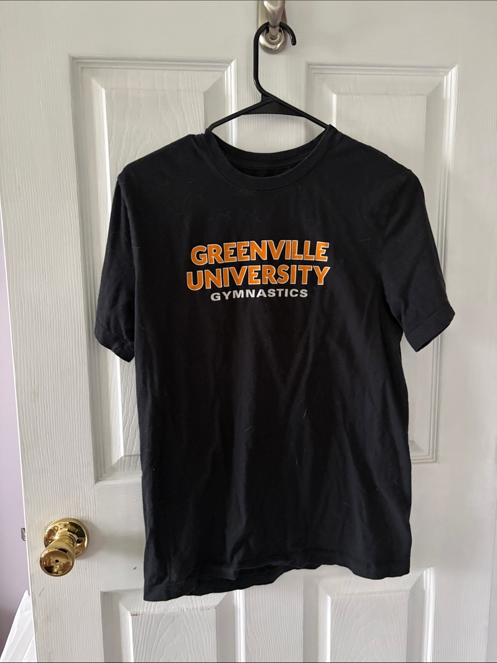 Nike Black Short Sleeve Greenville University Gymnastics Tee with Orange Print